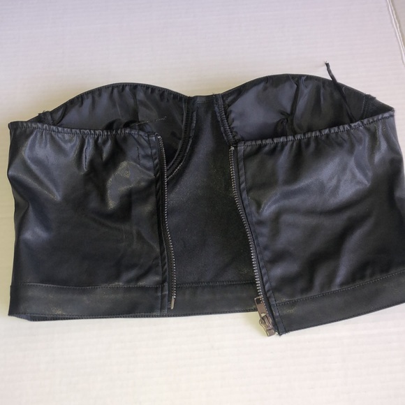 SayWhat Spike Leather Crop Top - Picture 6 of 14